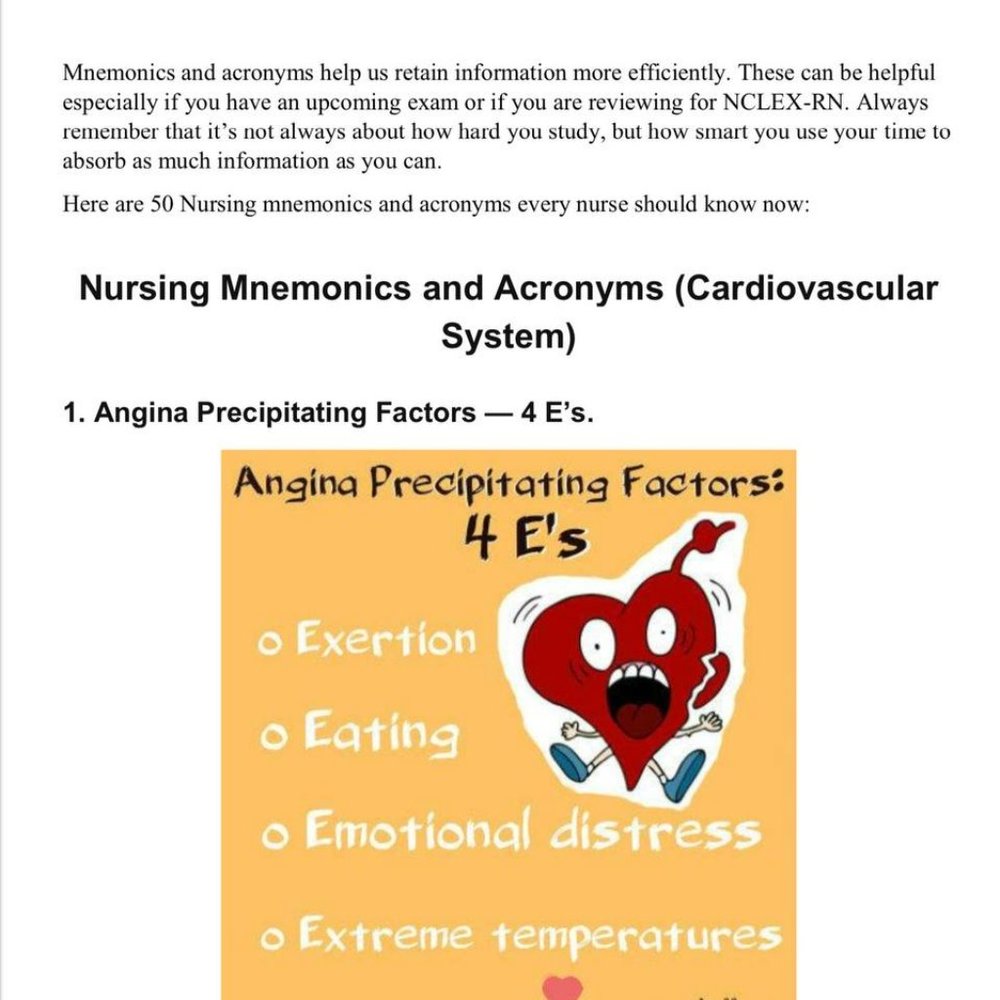 Must Have Nursing Mnemonics Printed